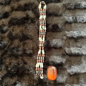 Beaded Magnet Bracelet with Vintage Art Deco Brooch